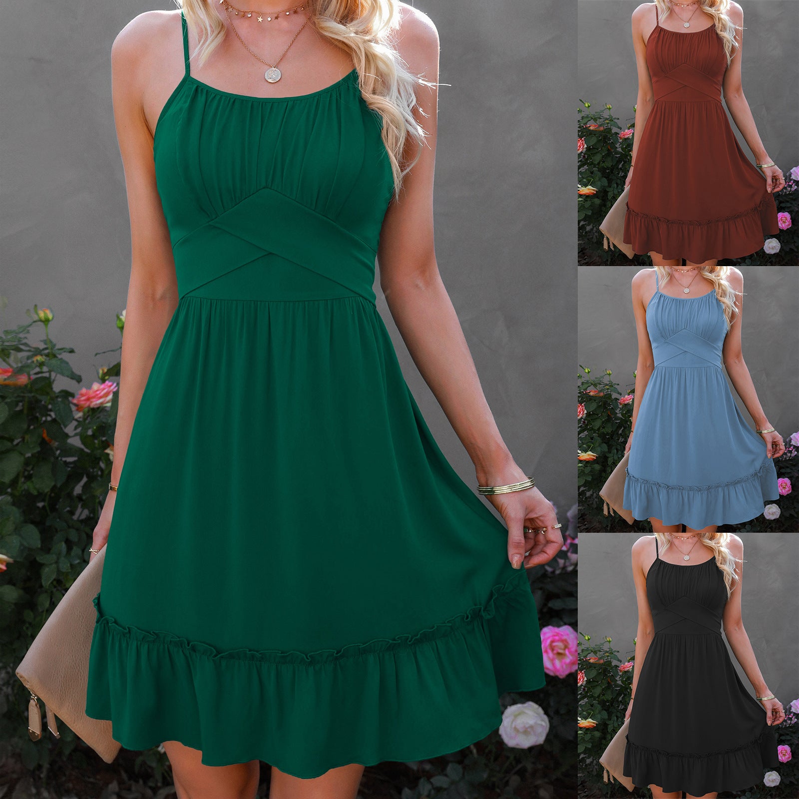 Slim-fit Dress With Ruffled Halter