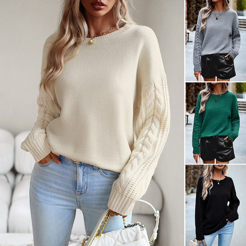 Fashionable Simple Round Neck Sweater